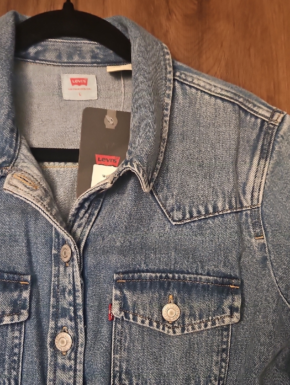 Levi's Light Blue Button-Front Denim Dress Size Large - Picture 4 of 8